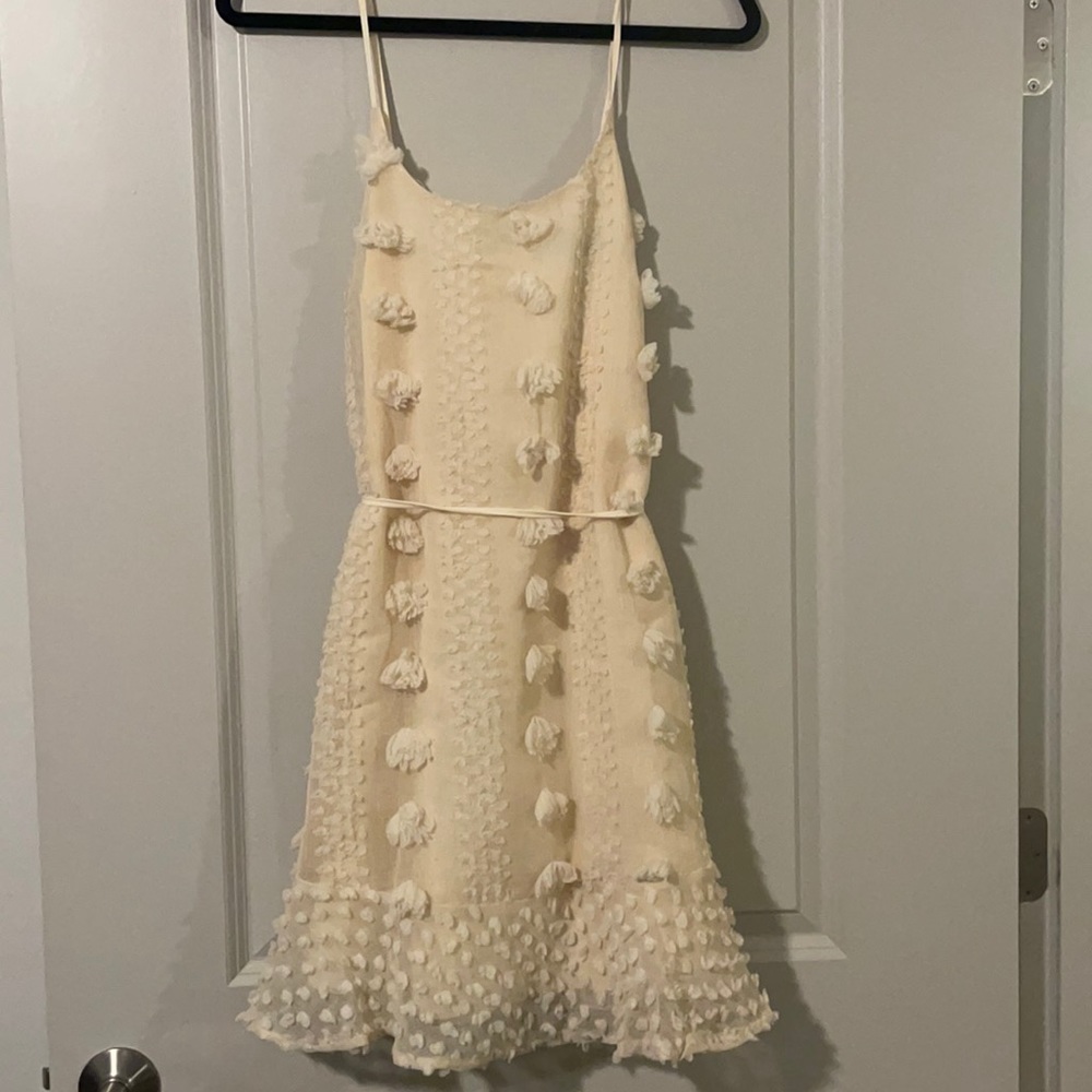 SHEIN cream pompom dress.